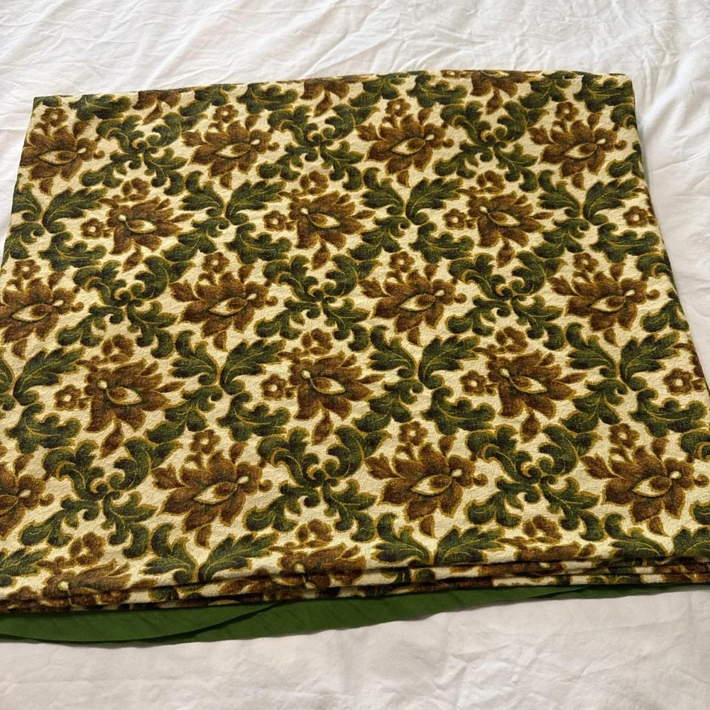 Vtg 60s 70s Bedspread Floral Botanical Jacquard Woven Coverlet Light Weight Flaw